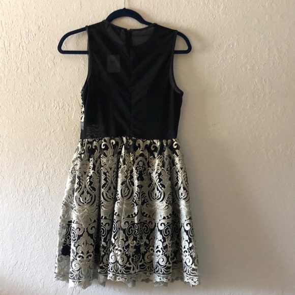 Black Mesh Insert Dress - Skater - Picture 3 of 5